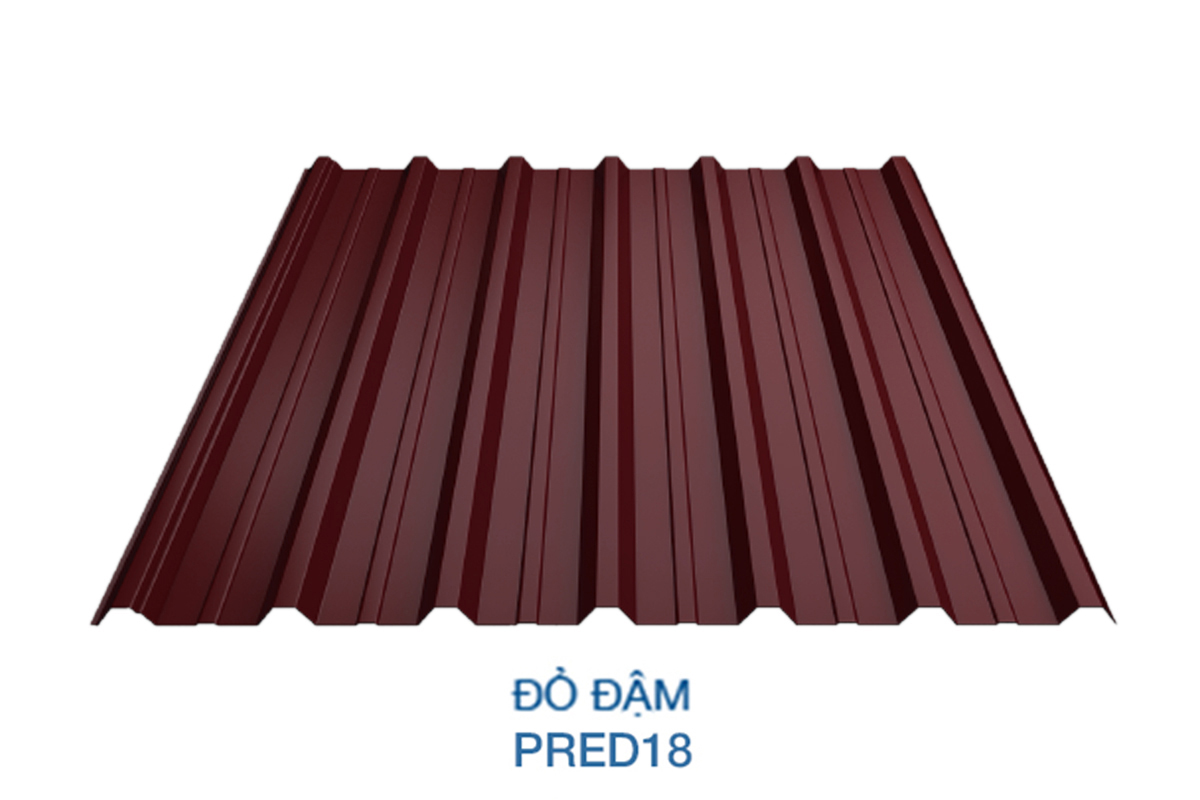 Cận cảnh sản phẩm tôn lạnh màu đỏ đậm ShielViet AZ150 của Tôn Sàn Decking