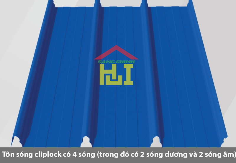 Tôn sóng cliplock có 4 sóng (trong đó có 2 sóng dương và 2 sóng âm)