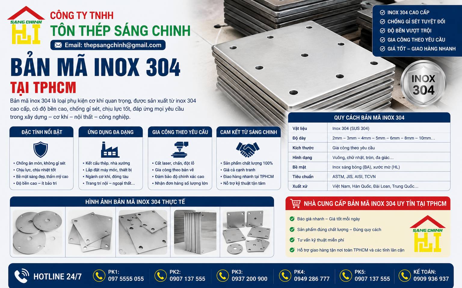 Bản mã inox 304 tại Tphcm