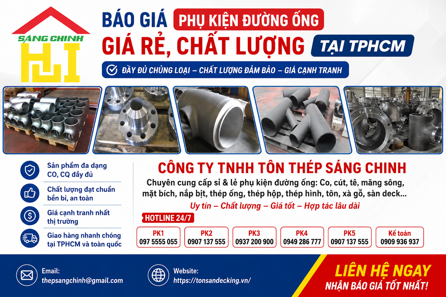 Báo giá phụ kiện đường ống giá rẻ, chất lượng tại TPHCM