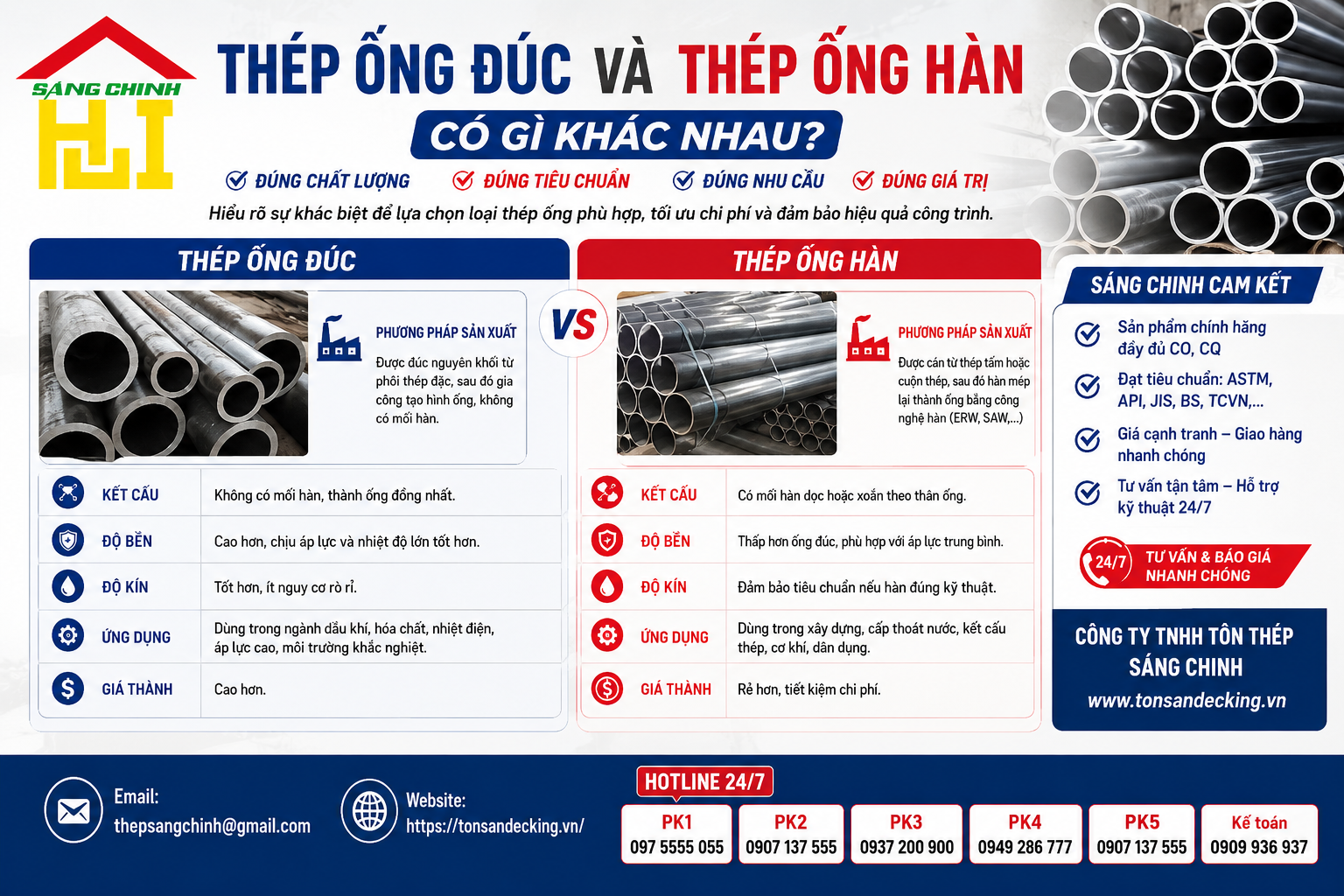 Thép ống đúc và thép ống hàn có gì khác nhau?