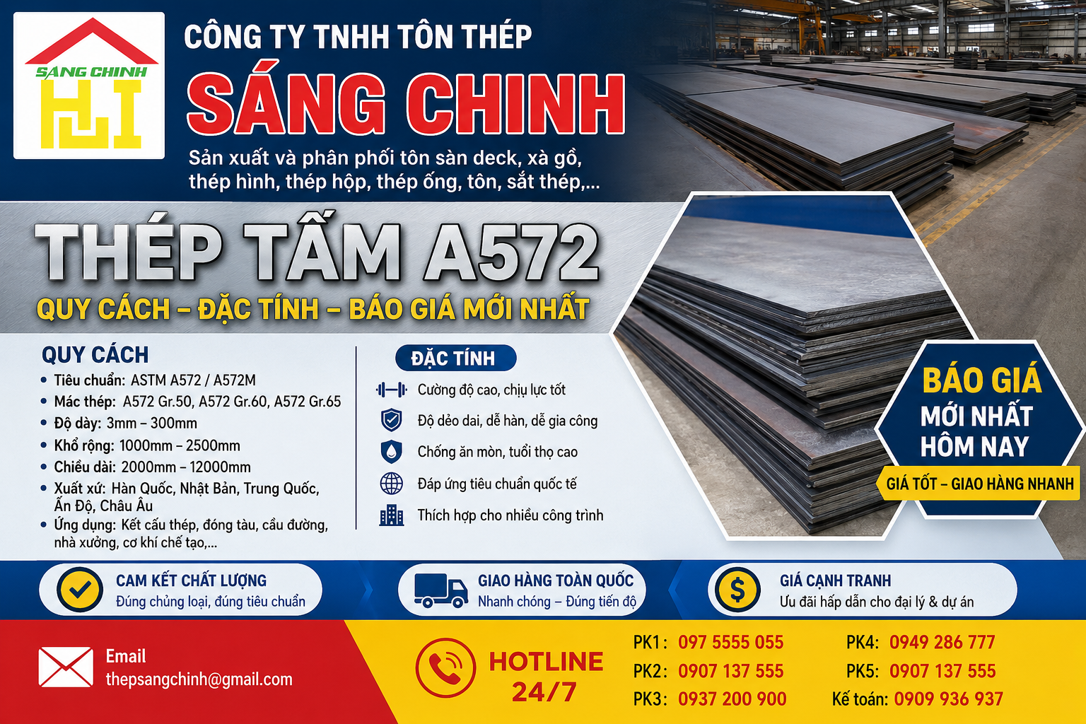 Thép tấm A572: Quy cách, đặc tính, Báo giá mới nhất