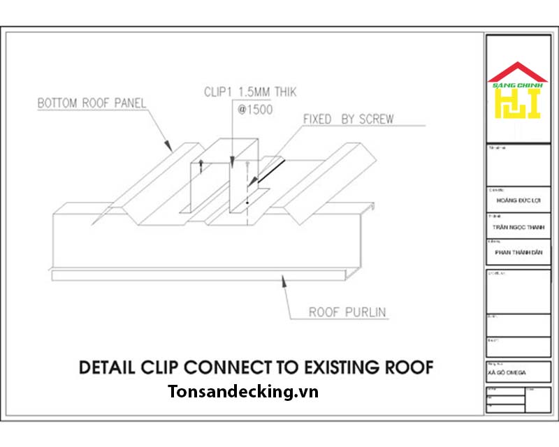 Liên kết bản mã Omega và xà gồ chính