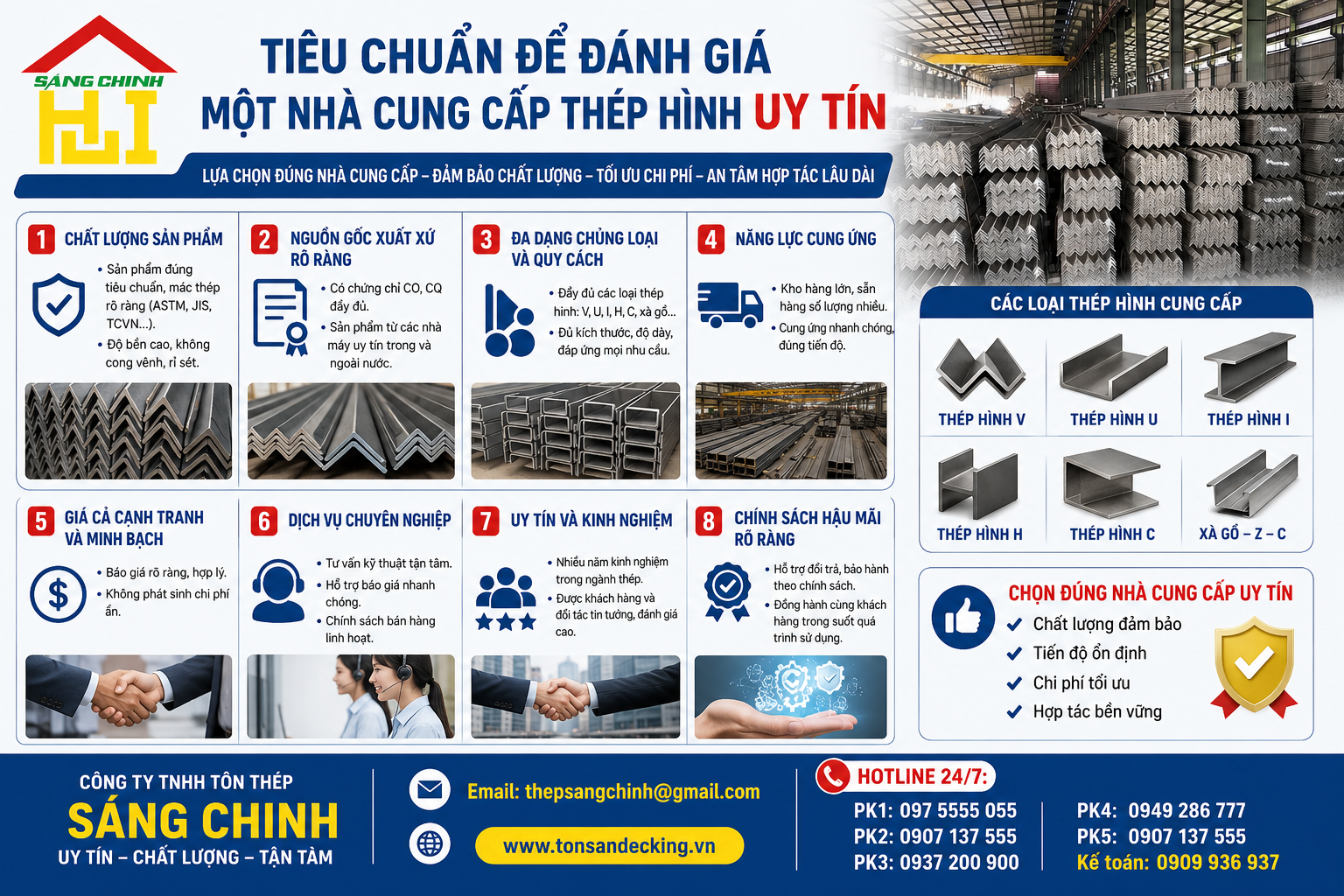 Tiêu chuẩn để đánh giá một nhà cung cấp thép hình uy tín