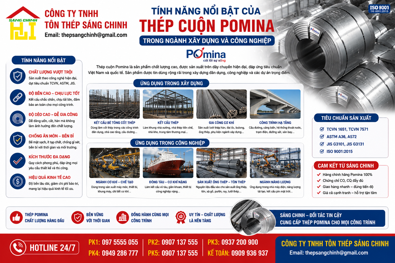 Tính năng nổi bật của thép cuộn Pomina trong ngành xây dựng và công nghiệp