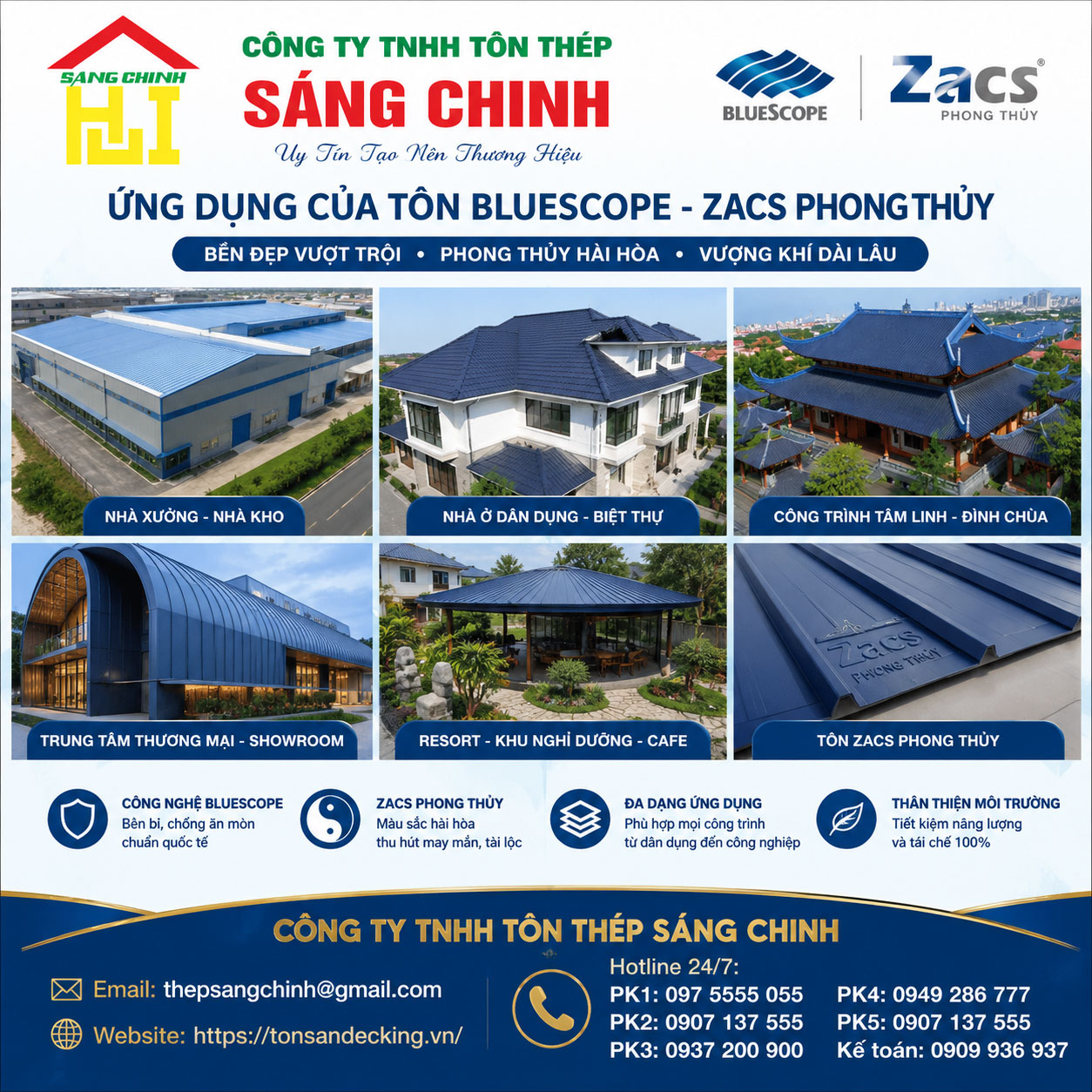 Ứng Dụng Của Tôn Bluescope - ZACS Phong Thủy