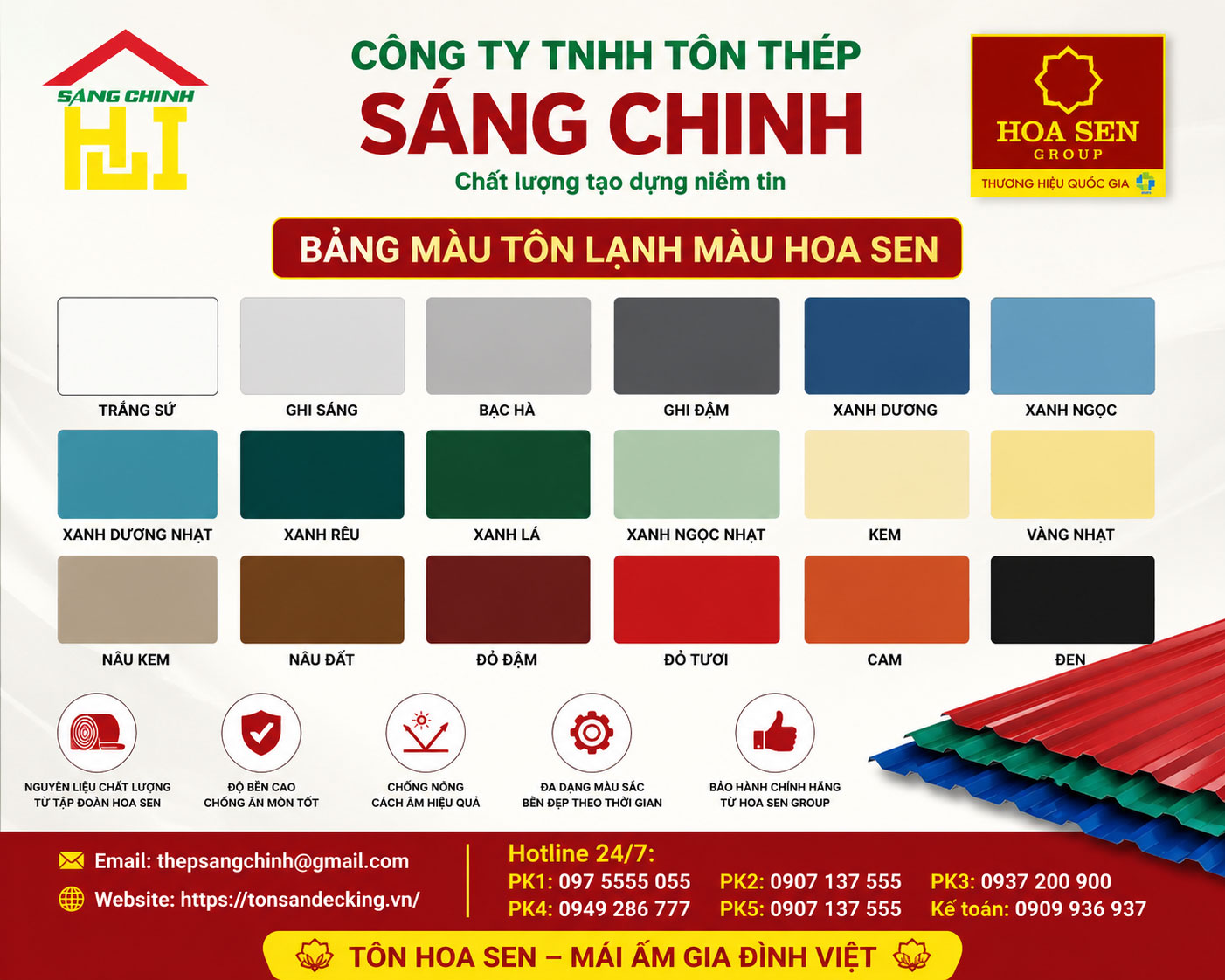 Bảng màu tôn lạnh màu Hoa Sen
