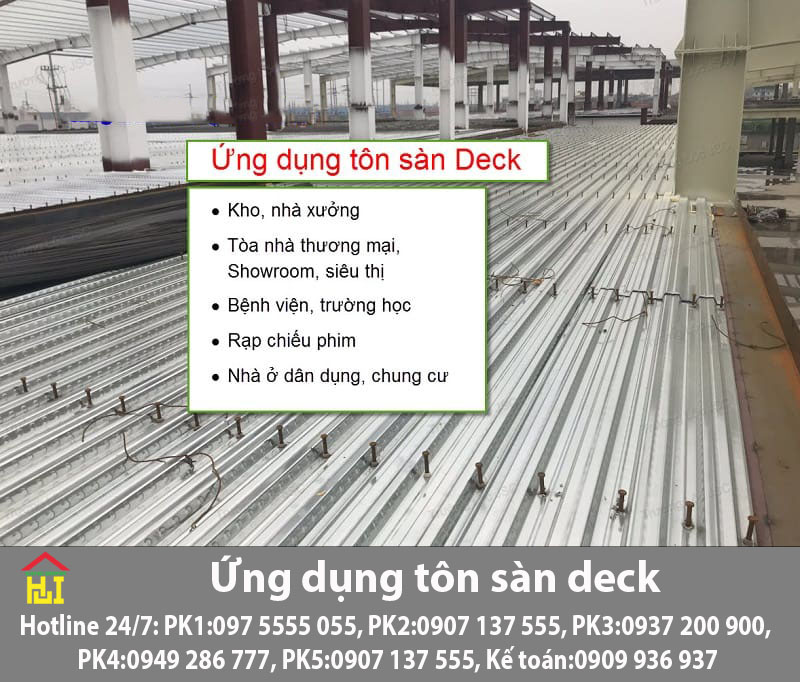 Ứng dụng chính của tôn sàn deck