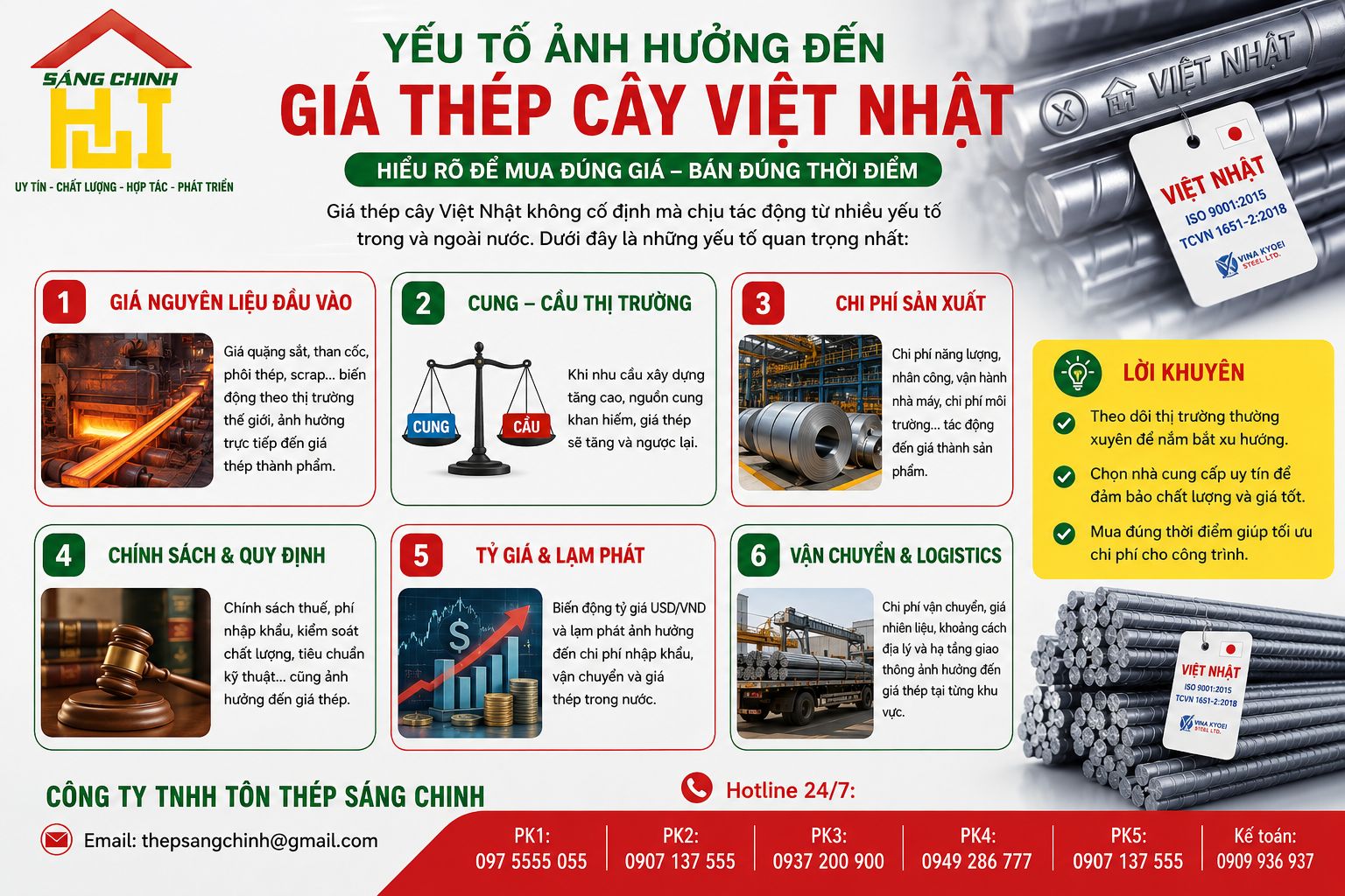 Yếu tố ảnh hưởng đến giá thép cây Việt Nhật?