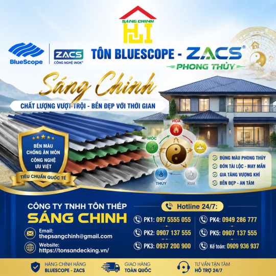 Bảng Giá Tôn Bluescope - ZACS Phong Thủy